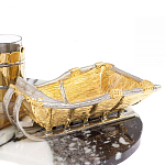 Икорница со стопками с декором "Рыбак с санями" с гравировкой на подставке из натуральных камней Агат Мрамор Decorative Cavair Dishes варинант исполнения - 6 | Loft Concept в Рязани