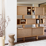 Приставной стол с отделкой из джута Juti D30 см варинант исполнения - 7 | Loft Concept в Рязани