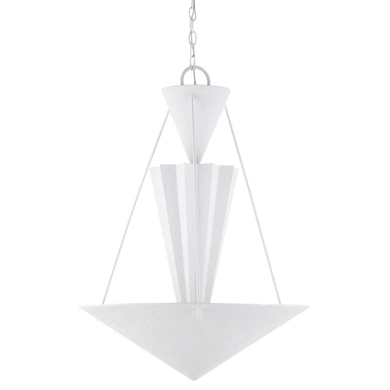 Люстра светодиодная белая геометрической формы с рифленым плафоном White Geometric Lamps Белый в Рязани | Loft Concept 
