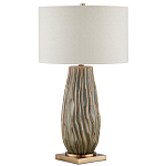 Настольная лампа с фактурным корпусом и тканевым абажуром Smooth Peaks варинант исполнения - 3 | Loft Concept в Рязани