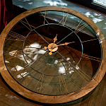 Часы настенные деревянные с римскими цифрами бронзового цвета Clock with History варинант исполнения - 3 | Loft Concept в Рязани