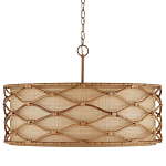 Подвесной светильник  из кованого железа и абажуром из ротанга Wicker Furniture варинант исполнения - 3 | Loft Concept в Рязани