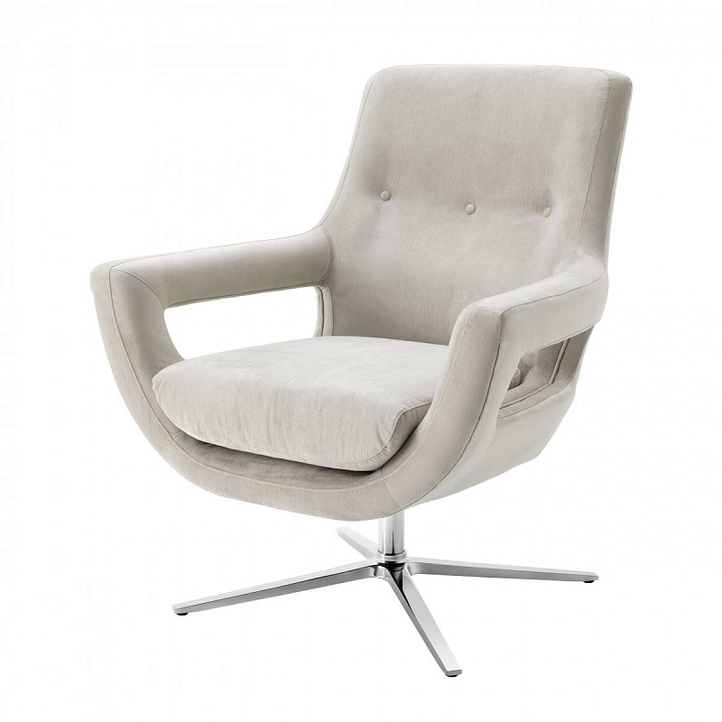 Кресло Eichholtz Swivel Chair Flavio Pebble Grey Никель Бежево-серый Кресло Eichholtz Swivel Chair Flavio Pebble Grey Никель Бежево-серый в Рязани | Loft Concept