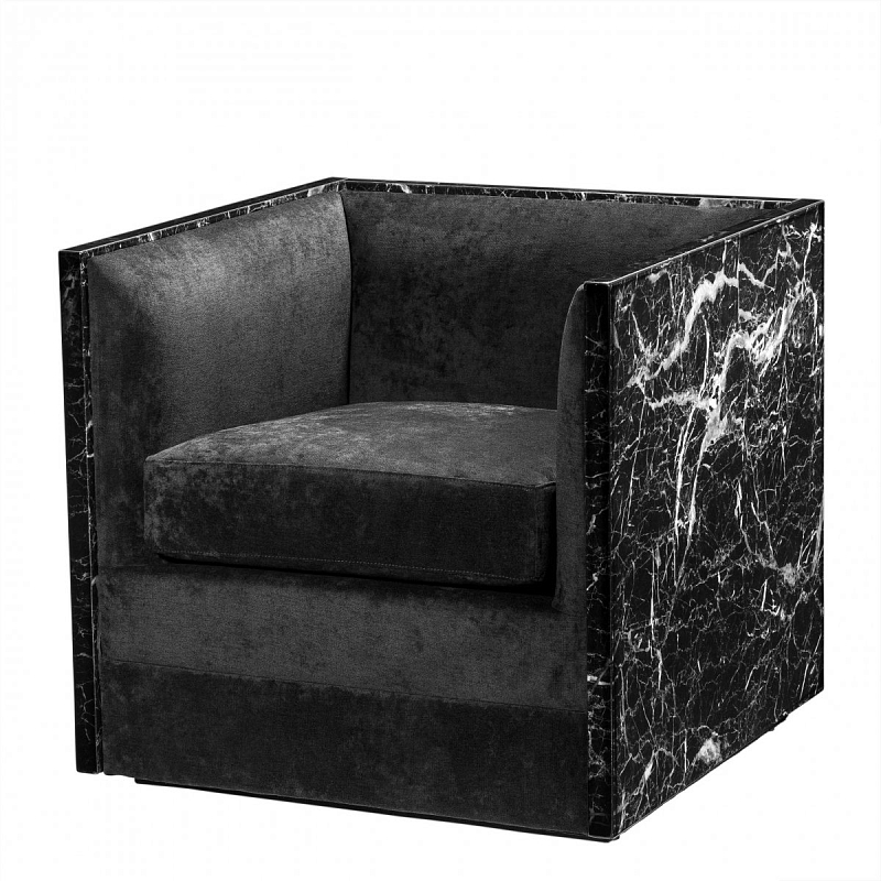 Кресло Eichholtz Chair Calabria Черный Черный Мрамор Nero в Рязани | Loft Concept 