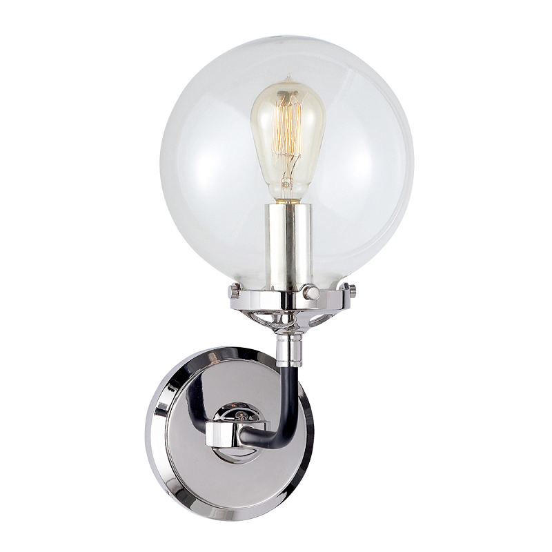 Бра Бистро Globe Clear Glass Single Sconce Nickel  в Рязани | Loft Concept 