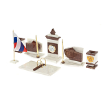 Настольный письменный набор из мрамора и лемезита с гербом и флагом России Marble Accessory варинант исполнения - 2 | Loft Concept в Рязани