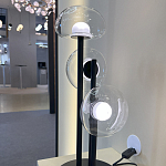 Настольная лампа с тремя прозрачными куполообразными плафонами и черным металлическим основанием Flos Wireline Lighting варинант исполнения - 4 | Loft Concept в Рязани