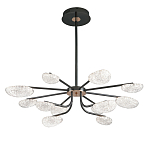 Люстра черного цвета с 12-ю прозрачными плафонами овальной формы Iona chandelier варинант исполнения - 2 | Loft Concept в Рязани