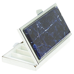 Таблетница карманная прямоугольная на 7 отделений с зеркалом и накладкой из натурального камня Содалит Silver Stone Pillboxes варинант исполнения - 1 | Loft Concept в Рязани