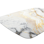 Обеденный стол с прямоугольной столешницей из стекла на черных металлических ножках White Marble варинант исполнения - 4 | Loft Concept в Рязани