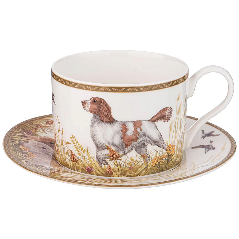 Чайная пара из фарфора с изображением собаки и зайцев 300 мл Hunting Porcelain Collection Белый Коричневый Мульти Чайная пара из фарфора с изображением собаки и зайцев 300 мл Hunting Porcelain Collection Белый Коричневый Мульти в Рязани | Loft Concept