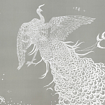 Обои ручная роспись в стиле Арт-деко Whistler Peacocks Special Colourway on Pale Grey dyed silk варинант исполнения - 1 | Loft Concept в Рязани