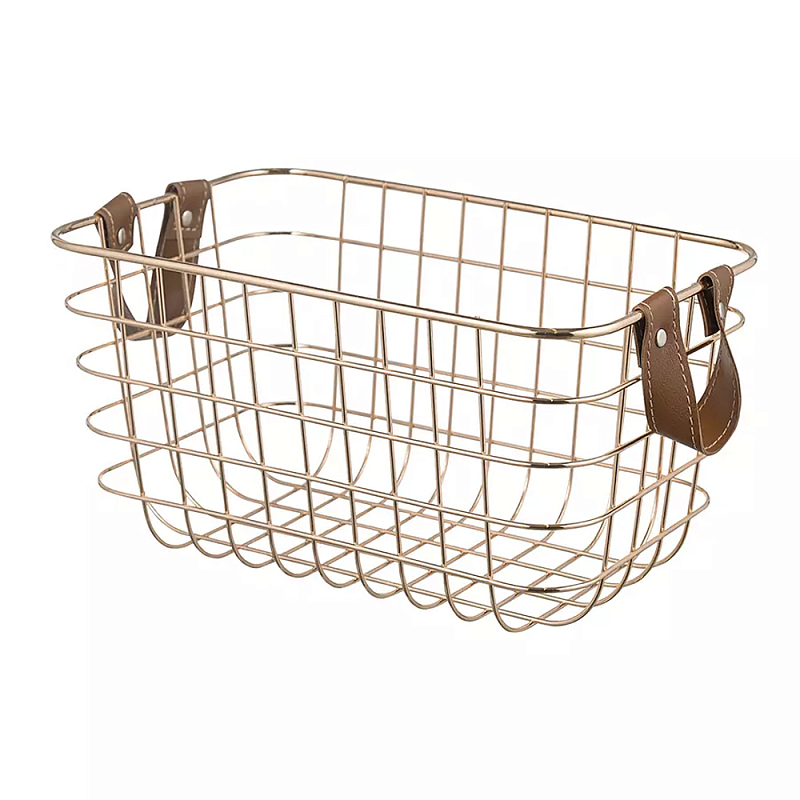 Корзина для хранения железная с ручками Iron Basket золотая Золотой Корзина для хранения железная с ручками Iron Basket золотая Золотой в Рязани | Loft Concept