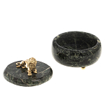 Шкатулка из натурального камня змеевик с фигуркой льва Stone Casket варинант исполнения - 3 | Loft Concept в Рязани