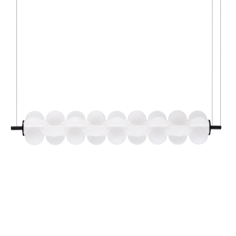 Светодиодный подвесной светильник линейный с белым воздушным плафоном Glowing Cloud Белый Черный в Рязани | Loft Concept 
