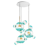 Люстра подвесная с прозрачными бирюзовыми стеклянными шарами и круглым основанием 3 лампы Giopato & Coombes варинант исполнения - 3 | Loft Concept в Рязани