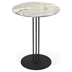 Стол журнальный с круглой столешницей из стекла Gray and Gold Marble варинант исполнения - 1 | Loft Concept в Рязани