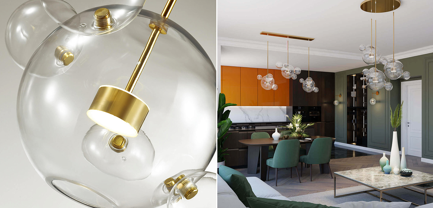 Люстра Transparent Bubble Chandelier Gold Line Люстра Transparent Bubble Chandelier Gold Line - Loft-Concept в Рязани
