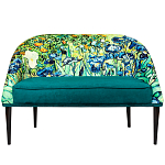 Диван двухместный из натурального бука зеленый с цветочным принтом Impressionism in Art варинант исполнения - 1 | Loft Concept в Рязани