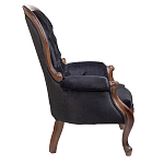 Кресло с мягкой обивкой из черного велюра на 4-х деревянных ножках Evelyn Classical Armchair варинант исполнения - 2 | Loft Concept в Рязани