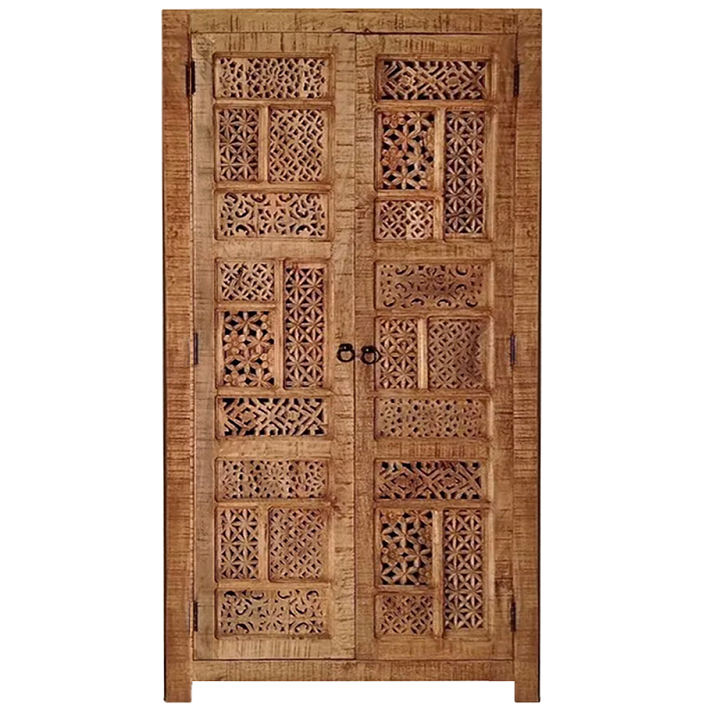 Этнический шкаф с орнаментом резьба из дерева Indian Antique Furniture Коричневый Этнический шкаф с орнаментом резьба из дерева Indian Antique Furniture Коричневый в Рязани | Loft Concept
