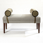 Банкетка Banquette PIED DE POULE с принтом гусиная лапка и бежевыми подлокотниками  варинант исполнения - 3 | Loft Concept в Рязани