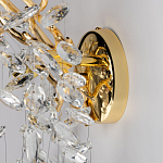 Бра золотого цвета с декоративными ветвями и прозрачными подвесками в форме листьев Droplet Chandelier варинант исполнения - 5 | Loft Concept в Рязани