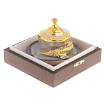 Икорница с декором "Осетр" с гравировкой на подставке из натурального камня Агат Decorative Cavair Dishes варинант исполнения - 4 | Loft Concept в Рязани