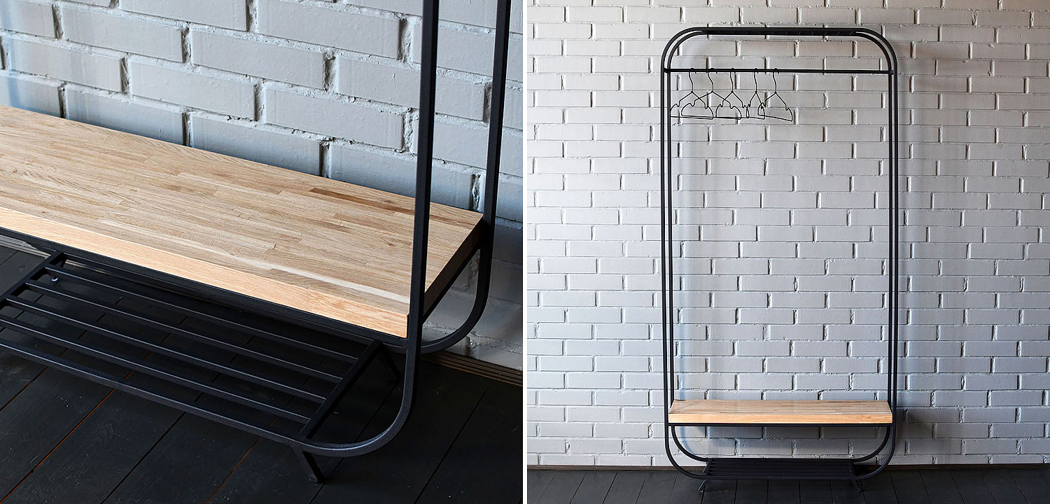 Рейл Tevin Industrial Metal Rust Clothes Rail Рейл Tevin Industrial Metal Rust Clothes Rail - Loft-Concept в Рязани