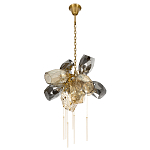 Люстра подвесная со стеклянными плафонами из дымчатого и золотистого с шестью вертикальными подвесками Gilded Mirage  варинант исполнения - 5 | Loft Concept в Рязани