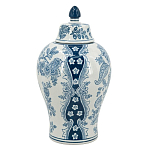 Ваза с крышкой и голубым цветочным рисунком на белом фоне Blue & White Ornament варинант исполнения - 2 | Loft Concept в Рязани