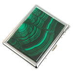 Портсигар на 10 сигарет с газовой зажигалкой из натурального камня Малахит Stone Cigarettes Cases варинант исполнения - 1 | Loft Concept в Рязани