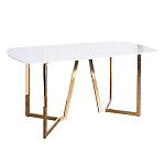 Стол обеденный белый с золотыми глянцевыми ножками Laconic White Table варинант исполнения - 1 | Loft Concept в Рязани