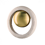 Бра с бежевым текстурным кольцом и латунным шаром в центре Tactile  варинант исполнения - 1 | Loft Concept в Рязани