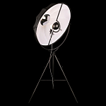 Торшер в виде прожектора с круглым тканевым абажуром на треноге черного цвета Radiance Éclat варинант исполнения - 3 | Loft Concept в Рязани