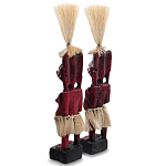 Комплект из 2-х деревянных статуэток Asmat Straw Headdress Statuettes Red Turquoise варинант исполнения - 2 | Loft Concept в Рязани