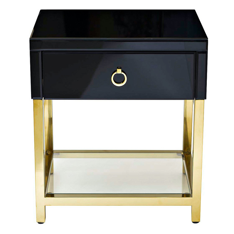 Тумба Black Gold Nightstand Глянцевый черный Глянцевое золото Прозрачный Тумба Black Gold Nightstand Глянцевый черный Глянцевое золото Прозрачный в Рязани | Loft Concept