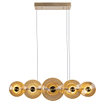 Люстра подвесная светодиодная со стеклянными плафонами янтарного цвета в форме дисков Savio Glass Disc варинант исполнения - 2 | Loft Concept в Рязани