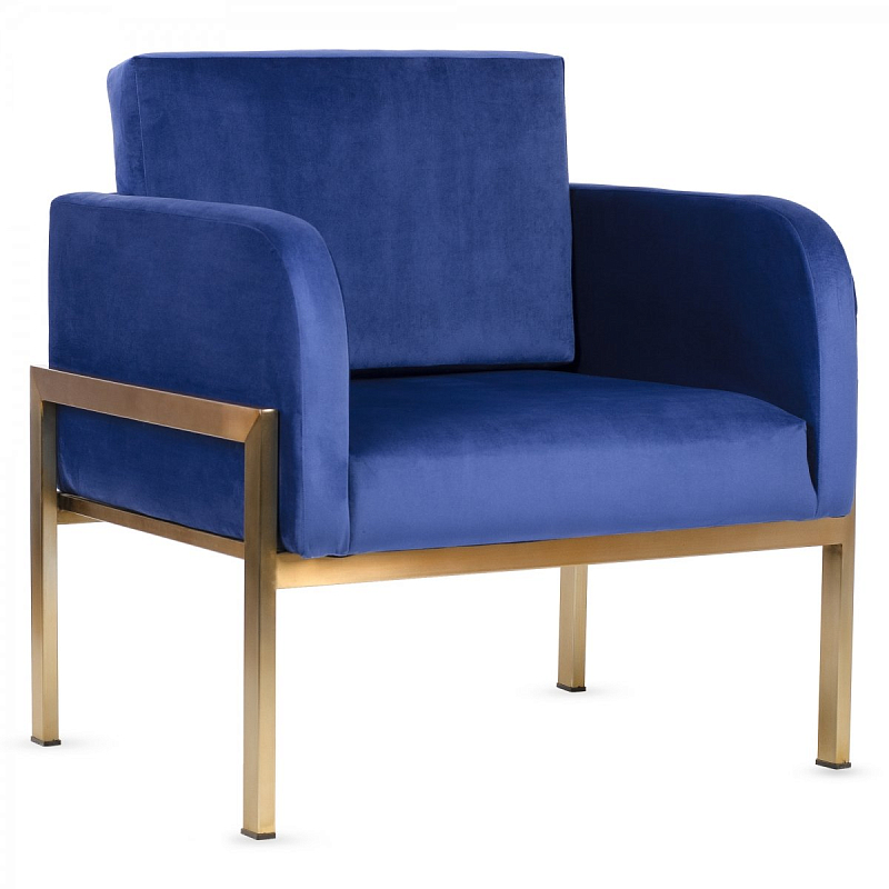 Кресло Velvet Ardmore Chair blue Синий Латунь Кресло Velvet Ardmore Chair blue Синий Латунь в Рязани | Loft Concept