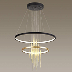 Люстра подвесная с 2-мя круглыми подвесами в черном и золотистом цвете и вертикальными подвесками Ring Horizontal варинант исполнения - 4 | Loft Concept в Рязани