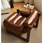 Кресло-диван кожаное на деревянном каркасе Medieval Furniture варинант исполнения - 1 | Loft Concept в Рязани