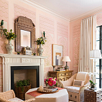 Обои ручная роспись Jharokha Arches Original colourway on pink painted Xuan paper варинант исполнения - 3 | Loft Concept в Рязани