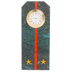 Часы погон ВС подарочные настольные из натурального камня Змеевик Military Clock варинант исполнения - 16 | Loft Concept в Рязани