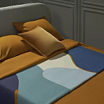 Плед из хлопка синего цвета с абстрактным принтом Elysian Flow Ocean варинант исполнения - 5 | Loft Concept в Рязани