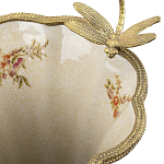 Ваза голубого цвета из фарфора с цветочным рисунком и бронзовой стрекозой Blue Garden варинант исполнения - 1 | Loft Concept в Рязани