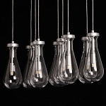 Люстра с 9-ю прозрачными плафонами из стекла в форме капли на прямоугольном потолочном основании цвета хром Lucid Rain  варинант исполнения - 9 | Loft Concept в Рязани