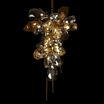 Люстра подвесная вытянутой формы с плафонами из стекла и металла с двумя вертикальными подвесками Gilded Mirage  варинант исполнения - 4 | Loft Concept в Рязани