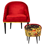Кресло из натурального бука красное с цветным принтом Impressionism in Art варинант исполнения - 2 | Loft Concept в Рязани