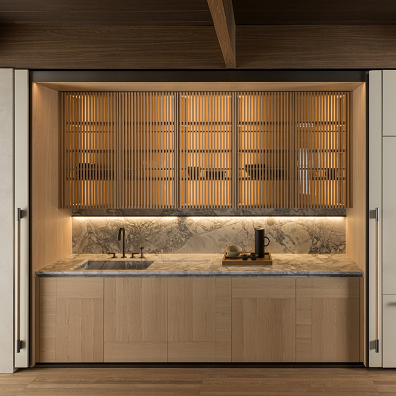 Кухонный гарнитур из камня и дерева с раздвижными дверцами TIVALÌ 2.0 Dada Engenereed Kitchen Бежевый Древесина Белый Мрамор Bianco Серый Кухонный гарнитур из камня и дерева с раздвижными дверцами TIVALÌ 2.0 Dada Engenereed Kitchen Бежевый Древесина Белый Мрамор Bianco Серый в Рязани | Loft Concept