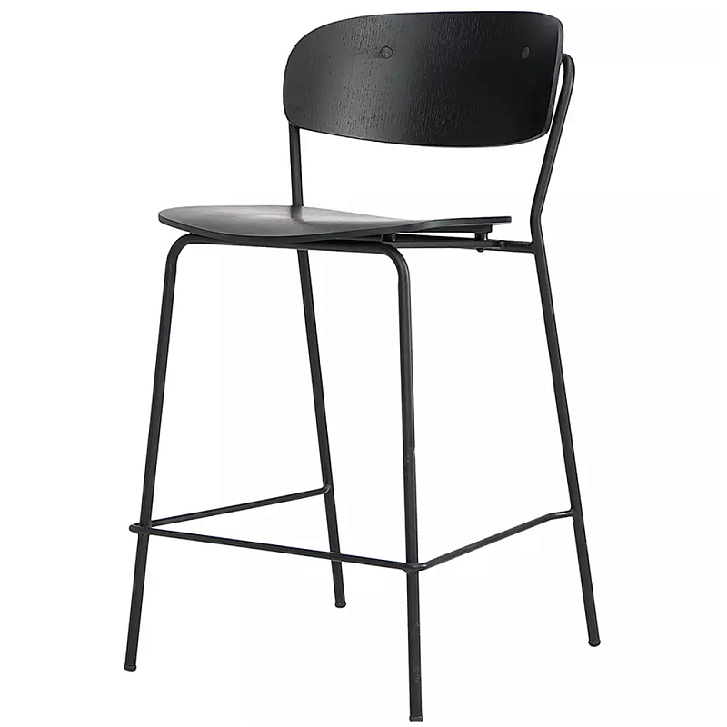 Стул полубарный на железных ножках Chair Space Arrangement без подлокотников Орех Черный Стул полубарный на железных ножках Chair Space Arrangement без подлокотников Орех Черный в Рязани | Loft Concept